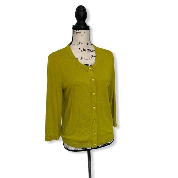 Kate Spade SZ M yellow silk cardigan - Picture 1 of 5